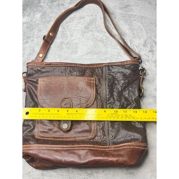 Myra Bag Rocky‎ Brown Leather Shoulder Bag with Adjustable Strap - Picture 4 of 9